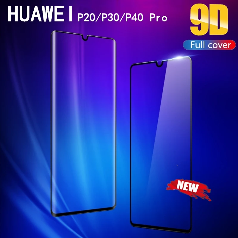 9D полное покрытие закаленное стекло для Huawei P30 P20 Pro P10 Lite P40 Защитная пленка экрана