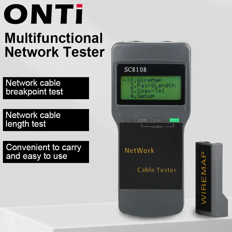 ONTi Портативный ЖК-тестер для сети и LAN Кабельный тестер телефона измеритель с