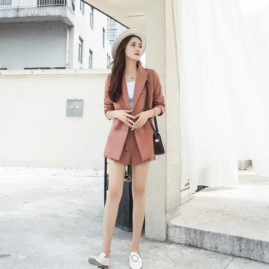 

2019 Spring Clothing New Style Korean-style Fashion Network Red Wind Elegant Goddess Suit Shorts Two-Piece Set
