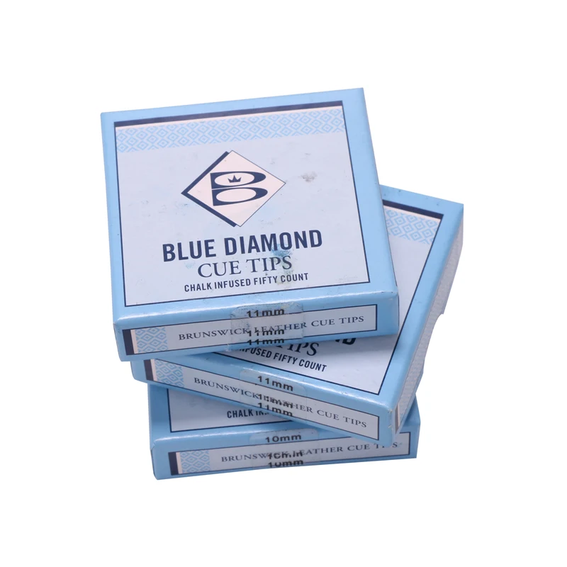 Brunswick 블루 다이아몬드 큐 팁 풀 게임 &amp; 스누커 가죽 팁 10mm/11mm/13mm (옵션) 50 개/몫