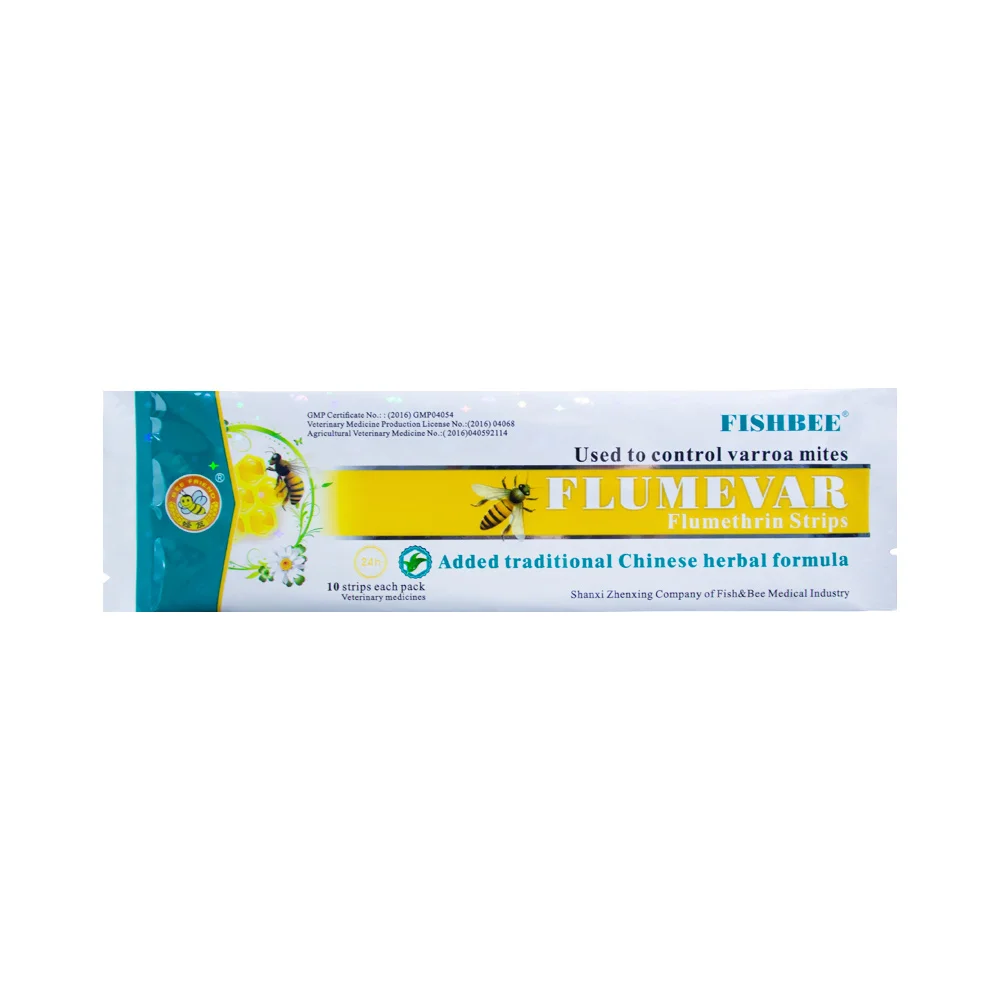 FLUMEVAR flumethrin Strip 10 strips varroa mite killer Fishbee with Chinese herbal medicine extracts