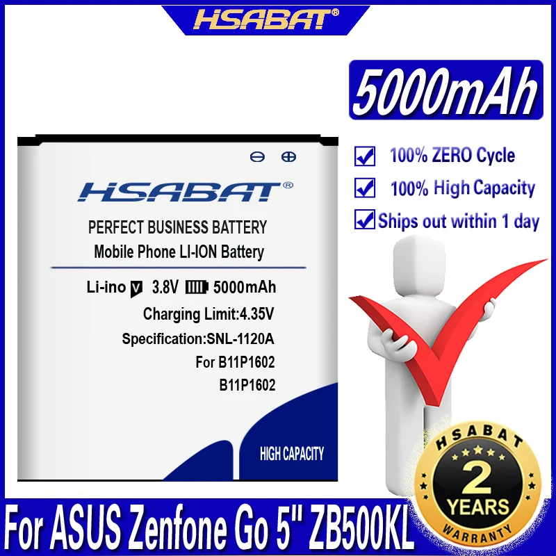 Аккумулятор HSABAT 5000 мАч B11P1602 для ASUS Zenfone Go 5 &quotZB500KL X00AD X00ADC X00ADA | Мобильные телефоны и