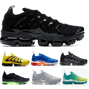 

2020 TN Plus Triple Black Mens Women Running Shoes Grid Print Lemon Lime Bumblebee Game Royal Trainers Sports