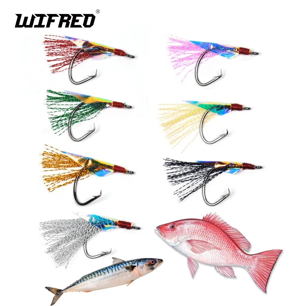 Wifreo 12pcs Circle Hook Fishing Fly for Sabiki Rig Flash Flies