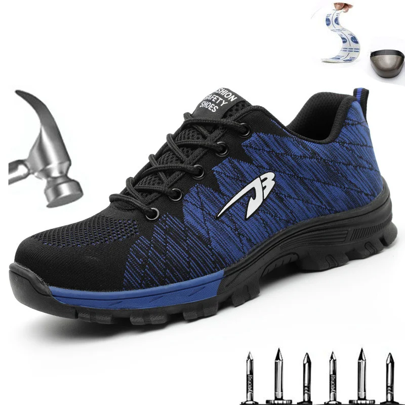 

Men and women safety boots steel head anti-smashing anti-puncture work boots couple outdoor hiking shoes
