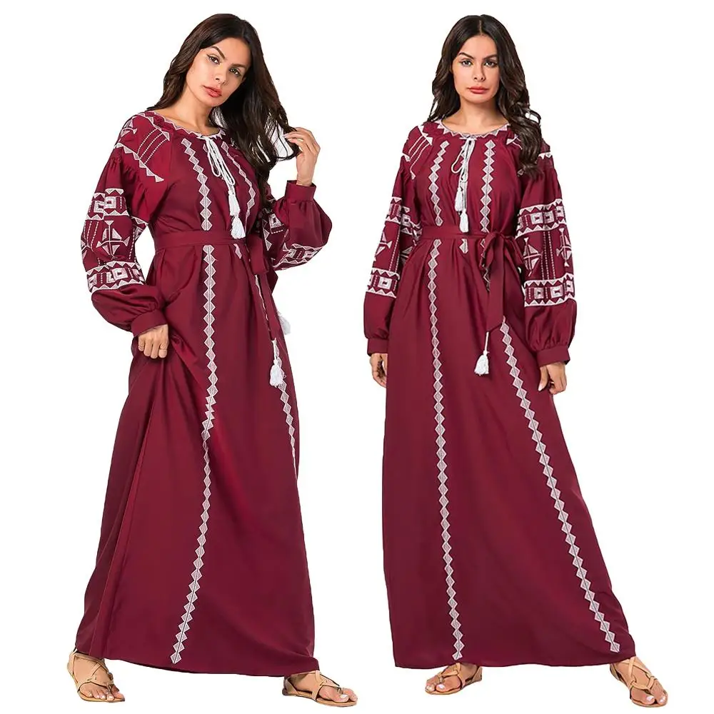 Abaya/женское мусульманское длинное платье для девочки, Этническая вышивка, кафтан, джилбаб, исламское повседневное свободное Молитвенное платье в Дубае, платье, одежда, новинка