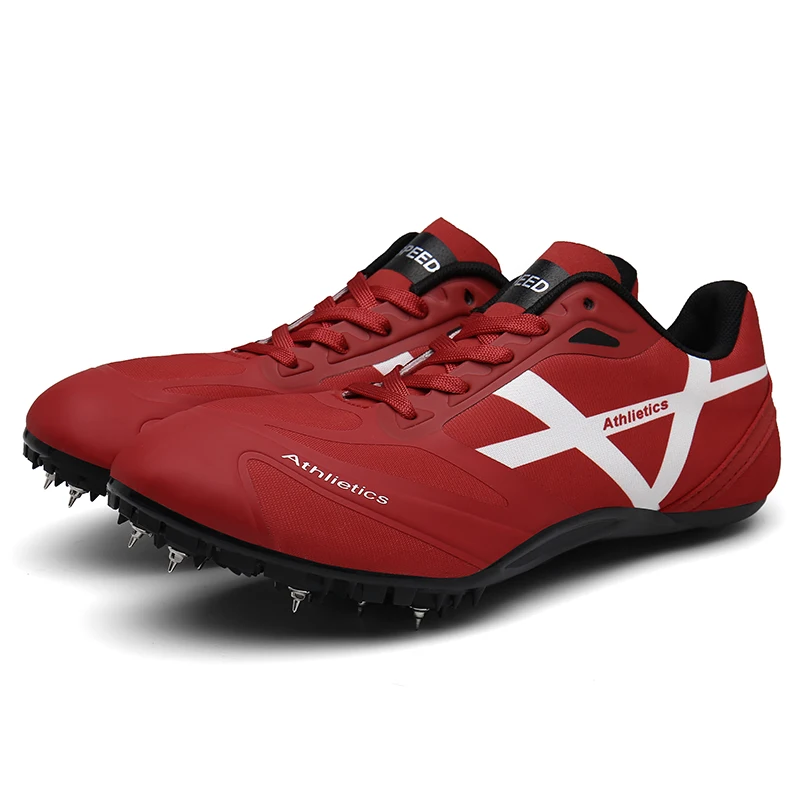 Профессиональная обувь с шипами, спортивная обувь, обувь для бега, обувь для прыжков, размер 35-45 - Цвет: 800 red