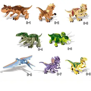 

8pcs Jurassic World Dinosaur Block Set Stygimoloch Pterosauria T-Rex Building Blocks Model Bircks Kits Toys Children