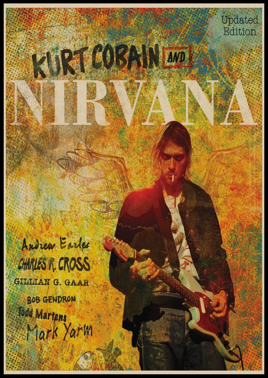 Vintage Music Posters Kurt Cobain Nirvana Frontman Rock Vintage Poster Retro Kraft Posters Bar Decorative Painting wall sticker - Color: 15
