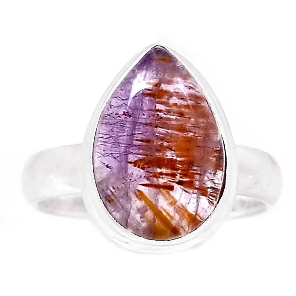 

Genuine Super 7 / Cacoxenite Ring 925 Sterling Silver,USA Size :6.75, AR4043