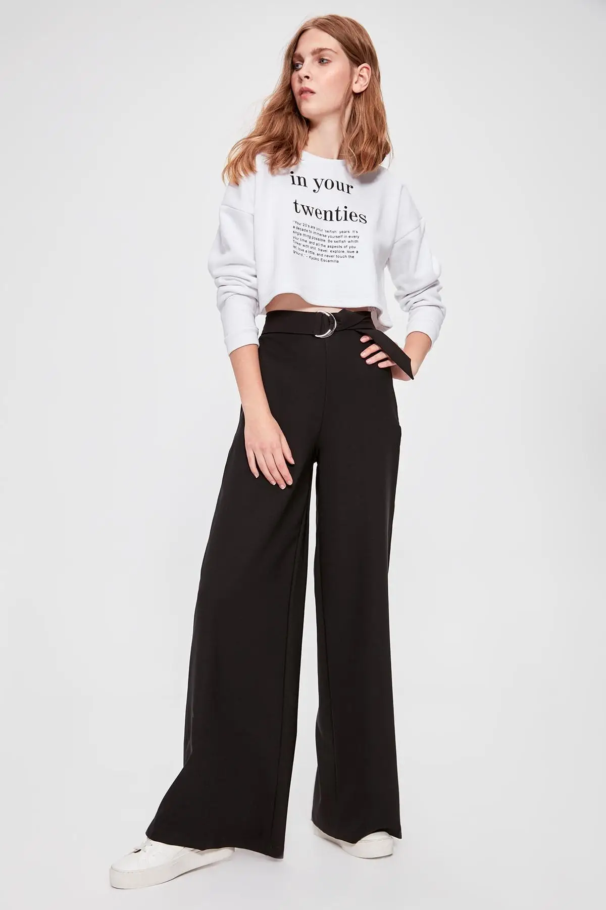 Trendyol черные брюки со шнуровкой TWOAW20PL0353|Брюки |