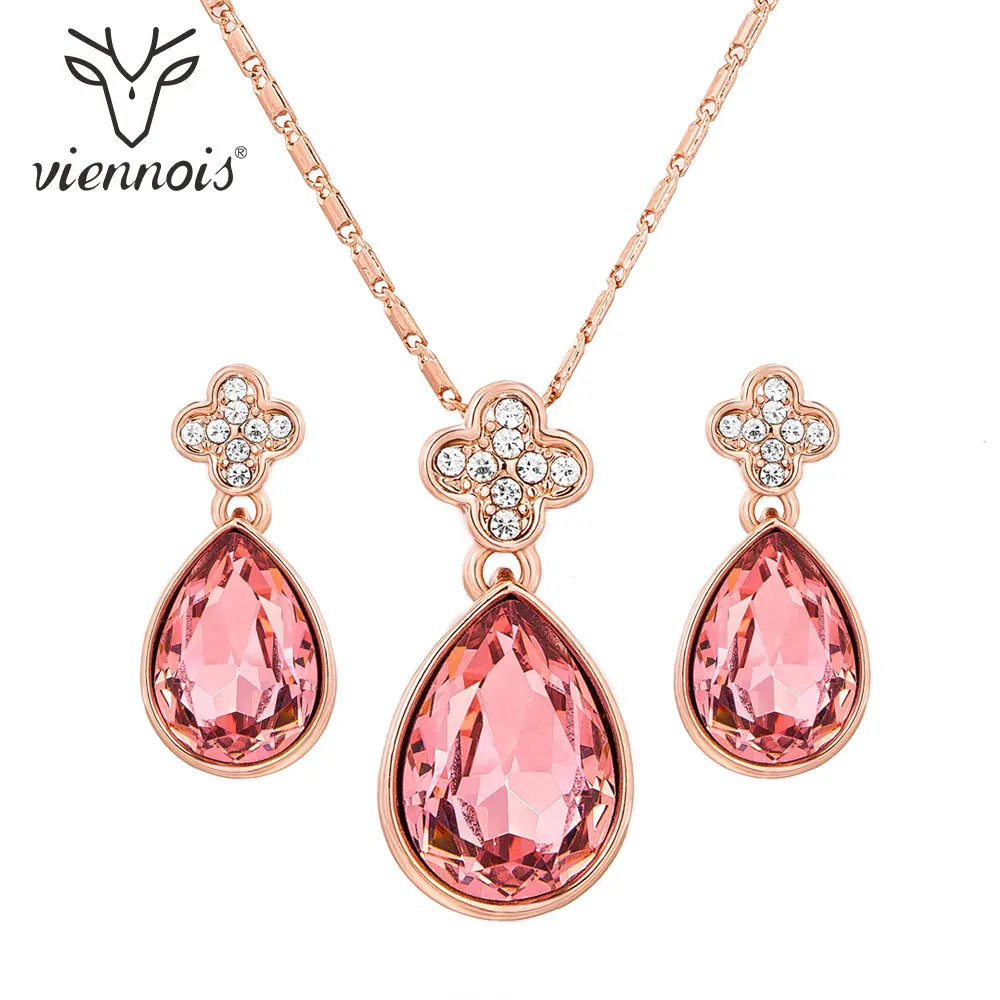 Viennois Fashion Jewelry Red Color Crystal Set for Women Choker Necklace and Drop Earrings | Украшения и аксессуары