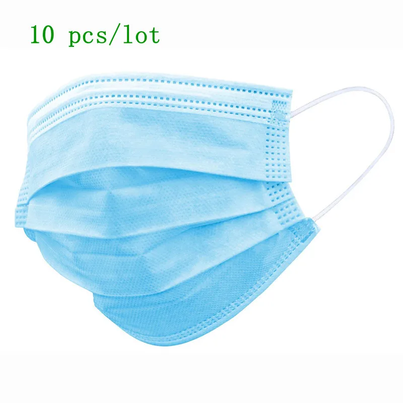 

10pcs/pack Non Woven Disposable Face Mouth Respirator Mask 3 Layer Anti-Virus Anti-Dust Earloops Mask for hair salon use