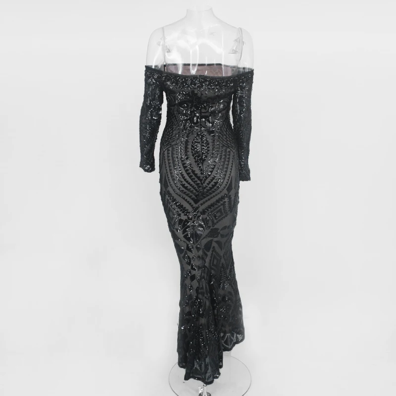 С открытыми плечами Макси белое длинное платье сетка Bodycon Sequin платье для женщин без бретелек Вечерние сексуальные летние платья Vestido