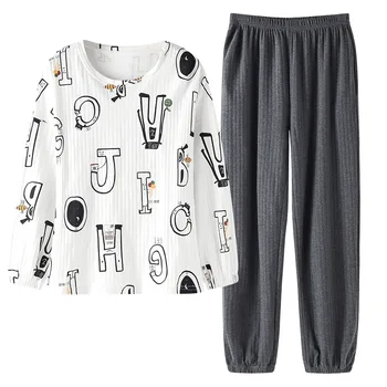 

2020 new autumn pajamas women autumn long-sleeved western style home wear two-piece suit