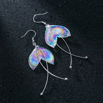 

925 Sterling Silver Colorful Sequins Mermaid Drop Earrings for Women Party Accessories Jewelry eh894