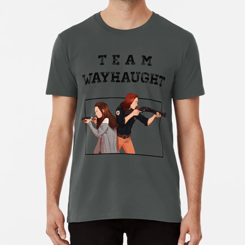 Команда wayhaught v1 футболка wayhaught wynonna earp nicole haught waverly earp - Цвет: Темно-серый