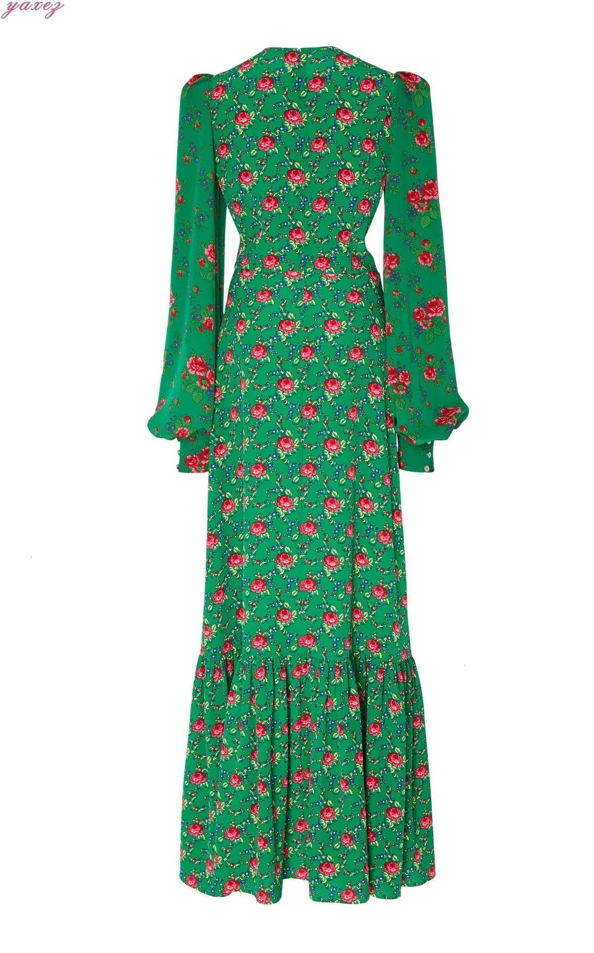 Размера плюс богемные платья с цветочным принтом для женщин Зеленые Вечерние платья макси с длинным рукавом винтажное платье с рукавом-фонариком