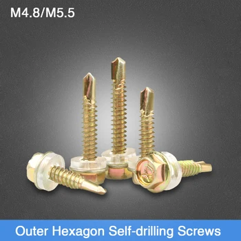 

Carbon Steel Color zinc plating Outer Hexagon Self-tapping Drill Tail Screws Swallow tail Screw M4.8 M5.5
