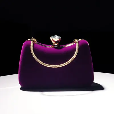 purple Xianjian Элегантные Бархатные Сумки из натуральной кожи выпускные фиолетовые вечерние вечерняя сумочка; BS010 клатчи кошелек свадебные клатчи с золотым с короткими ручками - Цвет: purple