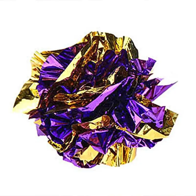 1pcs Multicolor Mylar Crinkle Ball Colorful Ring Paper Sound Toy Shiny Crinkly Ball Kitten Interactive Toys Pet Cat Toys