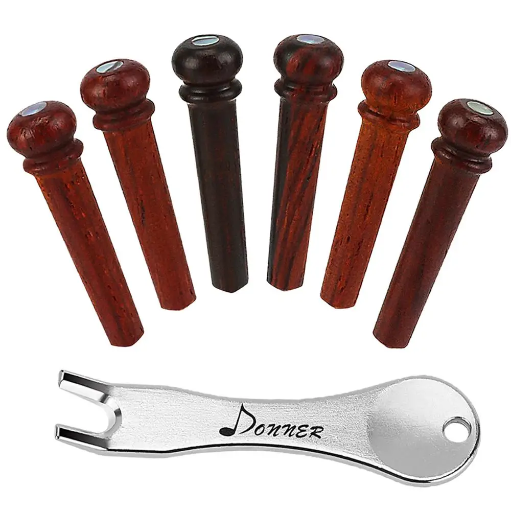 Donner 6 шт Акустическая гитара струнные мостовые шпильки с пуллером Cocobolo деревянная инкрустированная оболочка Dot Гитара DIY струнные аксессуары для ногтей
