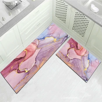 

Abstract Marble Pattern Kitchen Carpets Pink Gold Oil Painting Bedroom Bedside Area Rugs Balcony Hallway Non-Slip Kitchen Mat