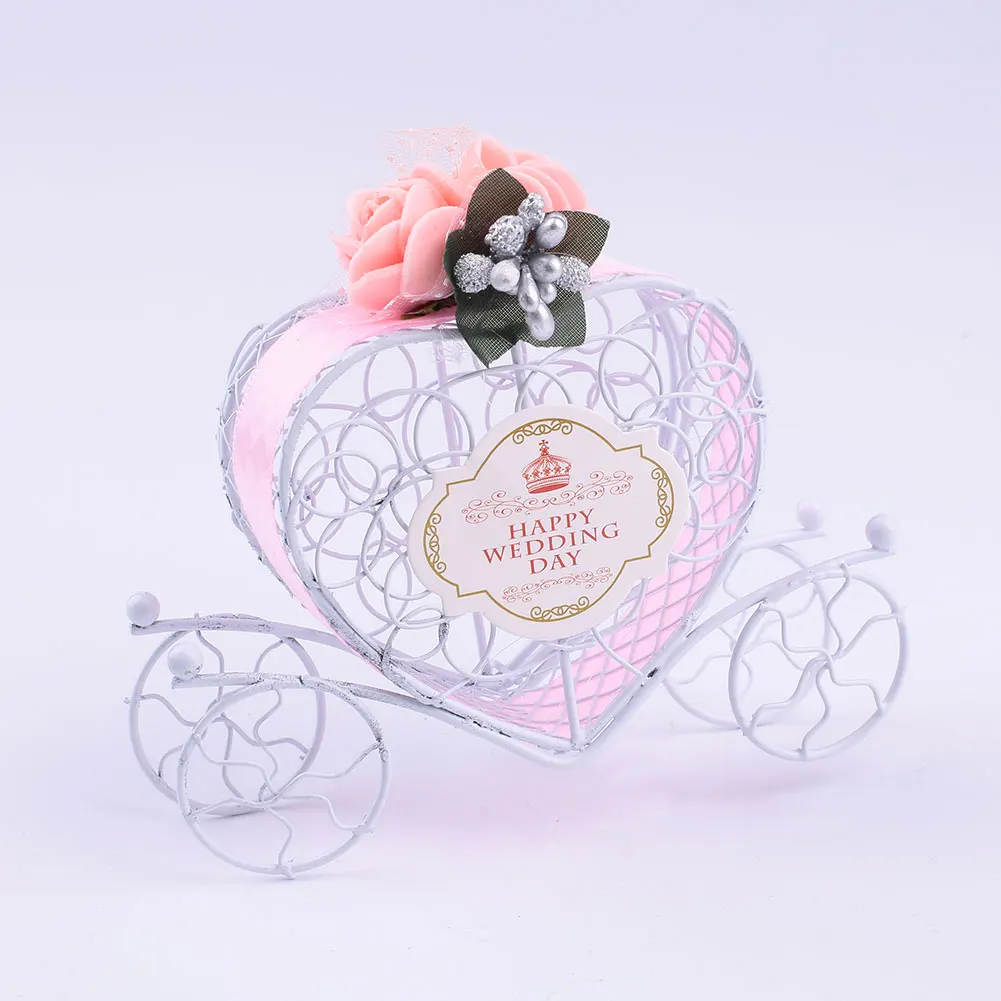 Pink Коробка для хранения, карета, спроектированная, полый сахар, свадебные подарочные коробки для конфет, коробка, упаковка, день рождения, вечеринка, держатель ленты - Цвет: Pink