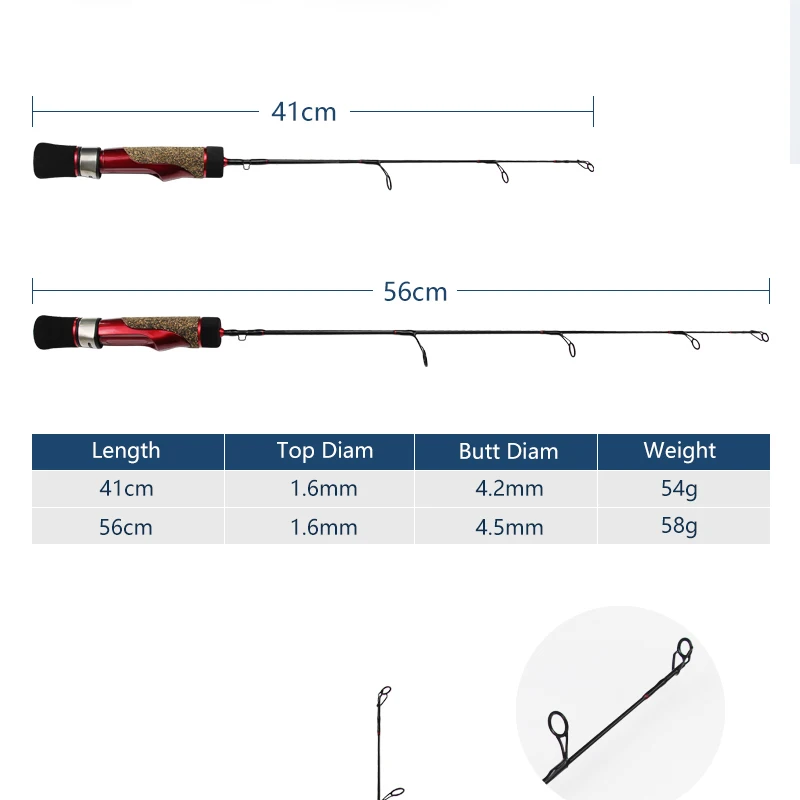 Mosodo, 1 шт., зимняя удочка для подледной рыбалки, 41 см, 56 см, мини-удочка, портативная, для улицы, инструмент для спиннинга, для литья, для рыбалки, Круглый наконечник, удочка