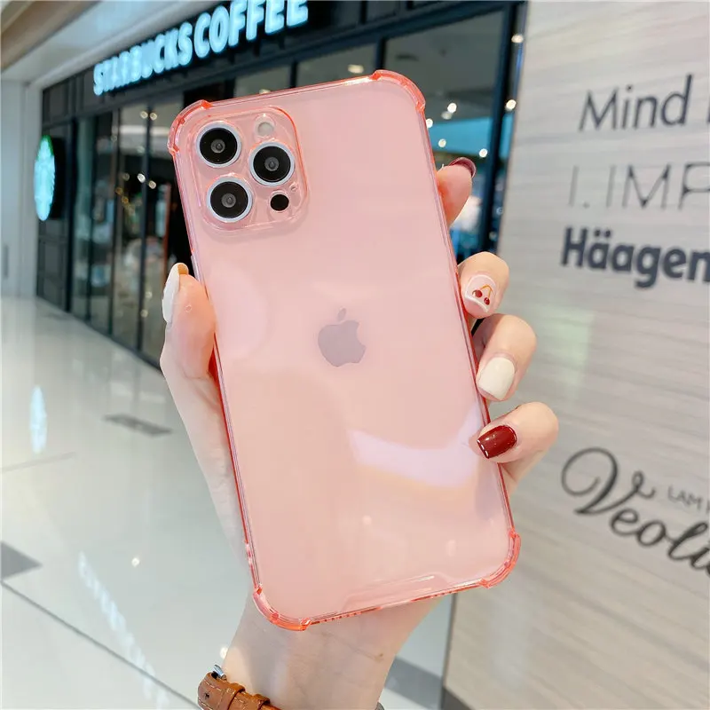 Fluorescent Clear Shockproof Phone Case For iPhone 13 12 11 Pro Max XS Max X 12 11 7 8 Plus Soft Silicone Bumper Back Cover case iphone 13 mini