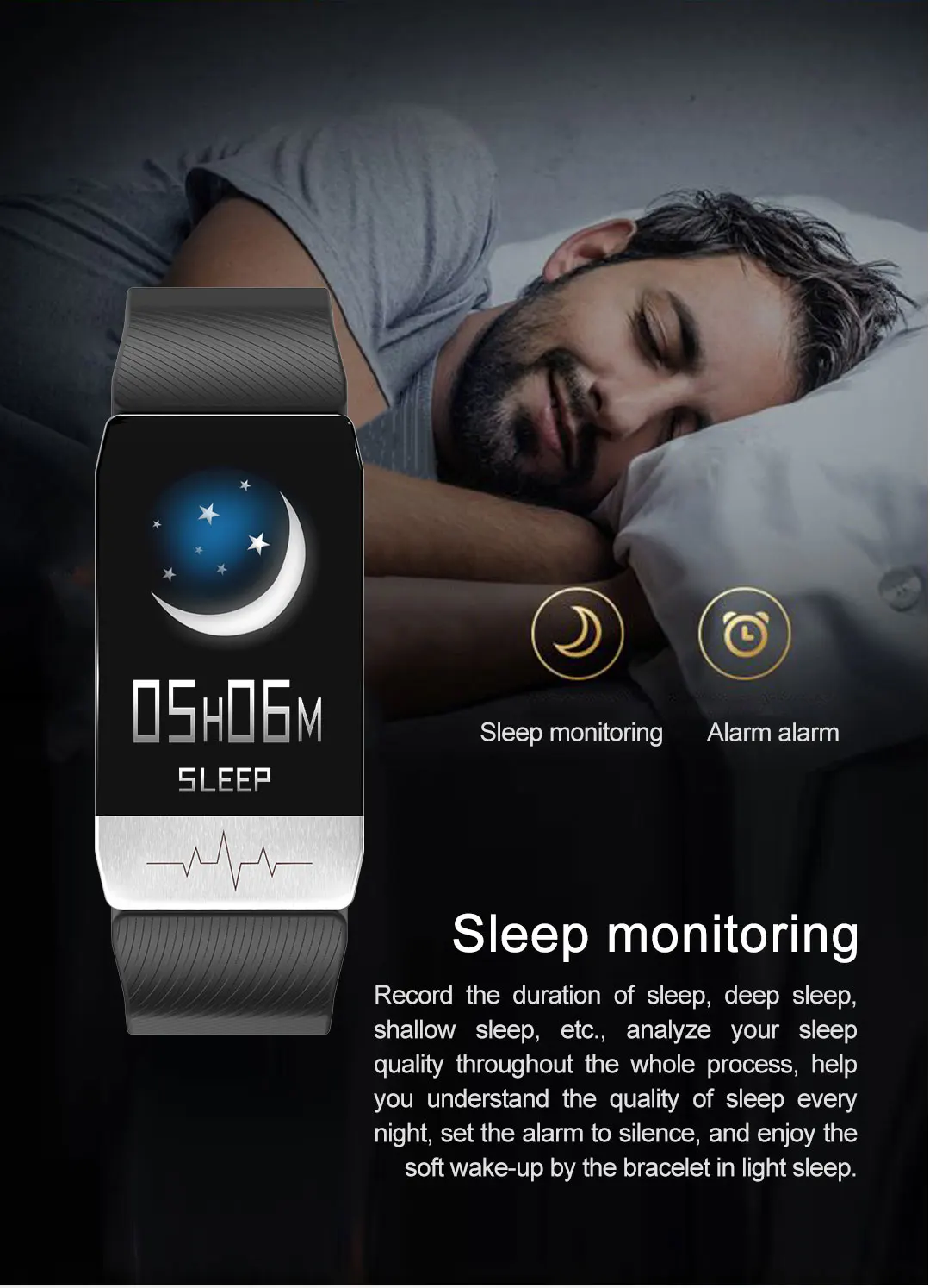 T1S Smart Watch Band With Temperature Measure ECG Heart Rate Blood Pressure Monitor Weather Forecast Drinking Remind Wristband