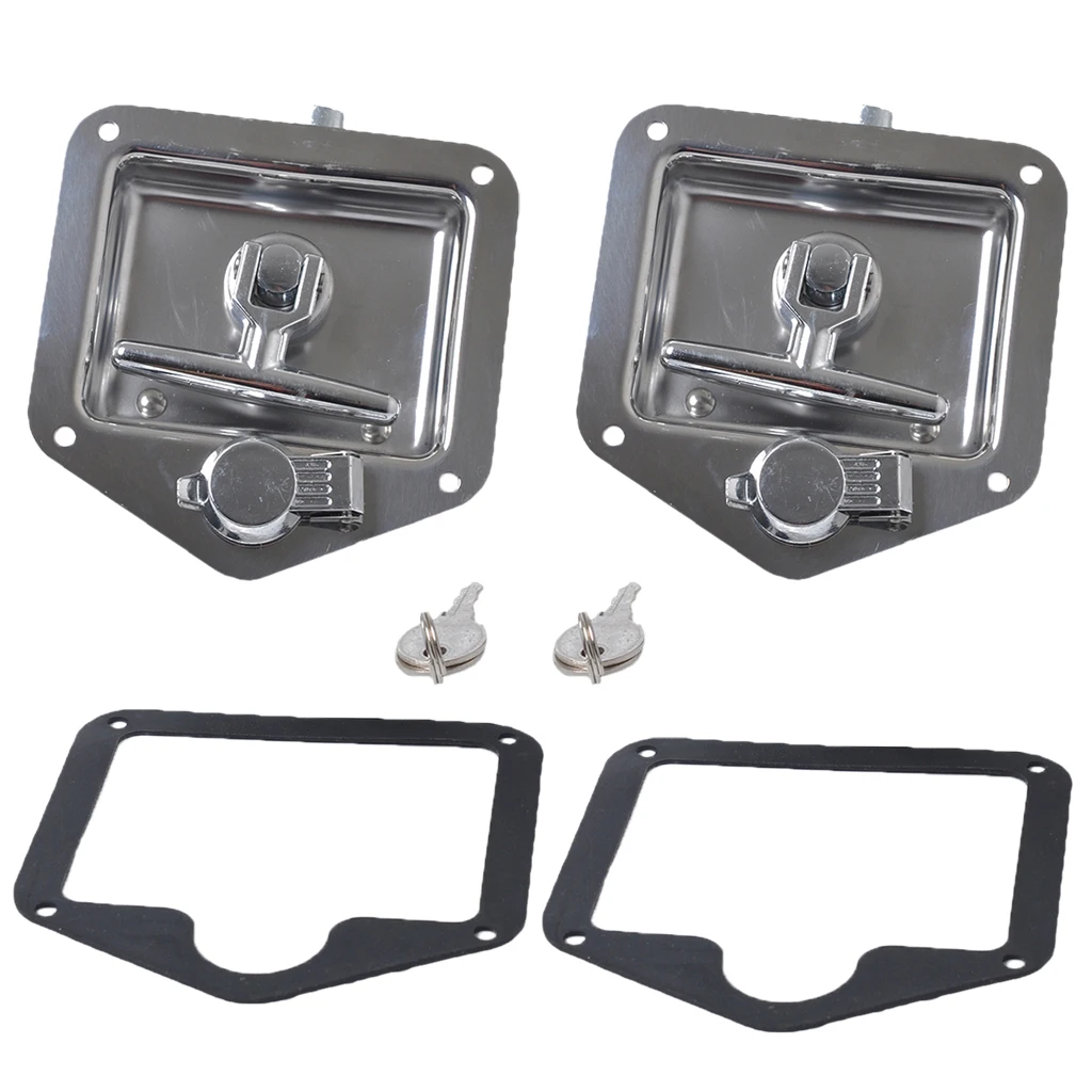 2X Folding T Handle Lock Stainless Steel Truck Toolbox Latch Kit