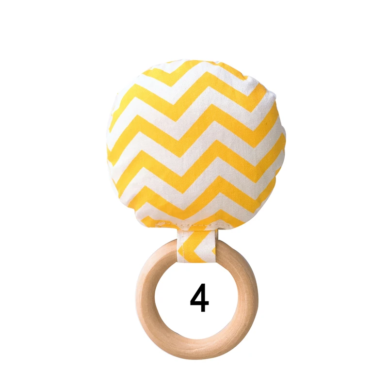 BalleenShiny Baby Soothing Teethers Toys Inafant Wooden Teething-Rings Crib Holder Rattles Pacifier Chain Decoration Baby Care - Цвет: yellow wave