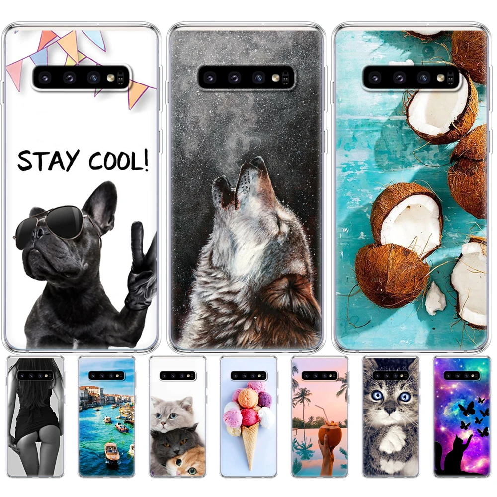 Per Samsung Galaxy S10 Custodia S10Plus Silicone Tpu Cover Phone S10 E Custodie Per Samsung S10 Plus G975F S 10 Sm-G973F Fiore