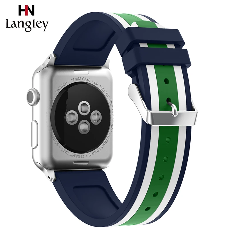 

For Apple Watch5/4/3/2/1 Replacement Wristband With Adapter 38/40/42/44MM Silicone Sports Breathable Wristbands Accessories