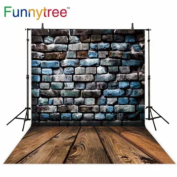 

Funnytree Brick Wall Wooden Floor Photography Backdrop Grunge Portrait Photo Studio Backgrounds Photophone Photozone Photocall