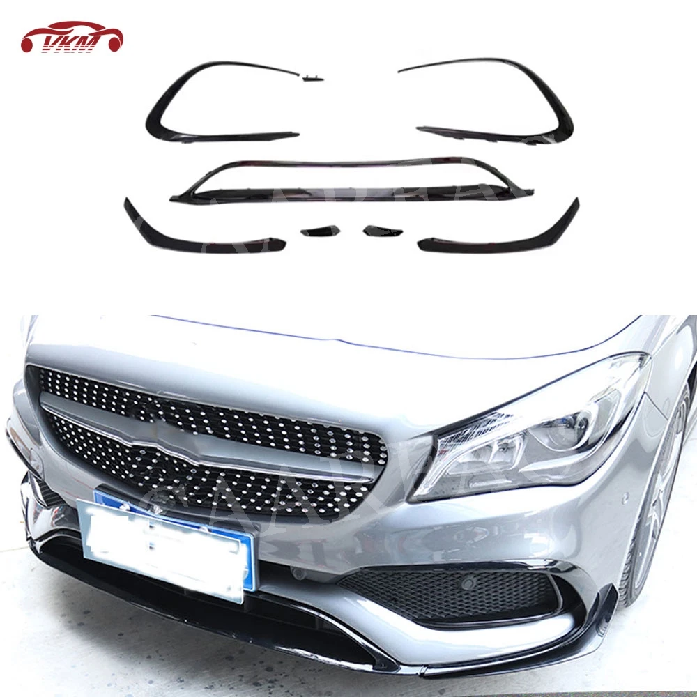 Карбоновый передний спойлер для губ Fin Canards Benz cla Class W117 cl45 AMG 2016 2019 ABS автомобильные