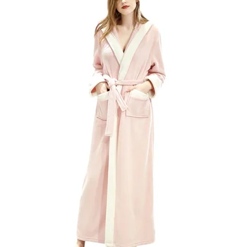 

Fashion Nightgown For Women Hot New Robes Bathrobe Thick Autumn/Winter Lengthened Warm Flannel Vetements Femmes