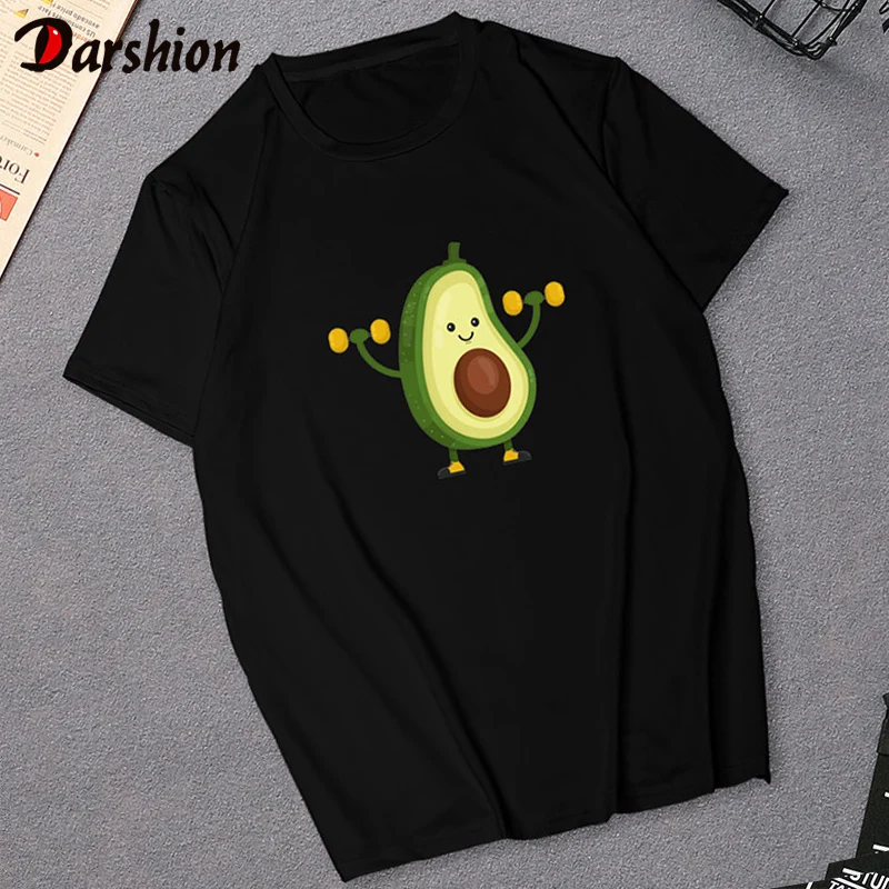 

Cute Avocado Vegan Female Tshirt Small Fresh Casual Black T-shirt Harajuku Fashion Top Tee Korean Style T-shirt Womens XXL