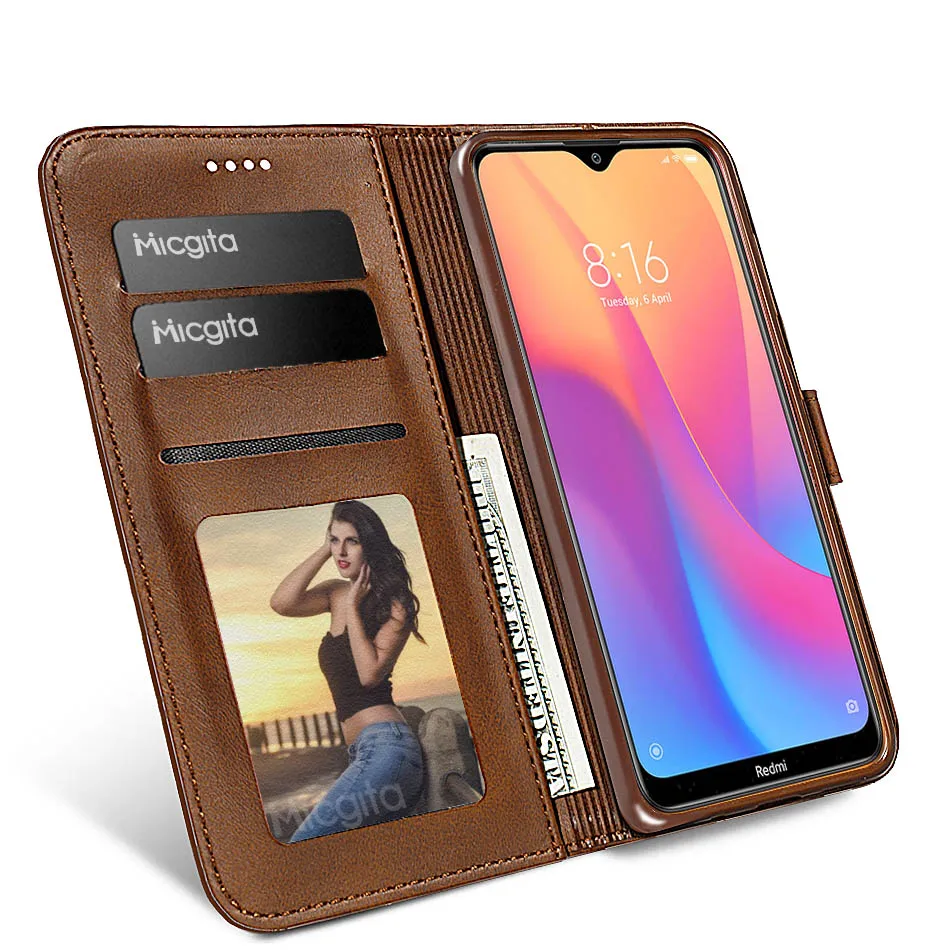 Micgita бизнес кожаный чехол для Xiaomi Redmi 8 8A фоторамка Держатель Флип Бумажник