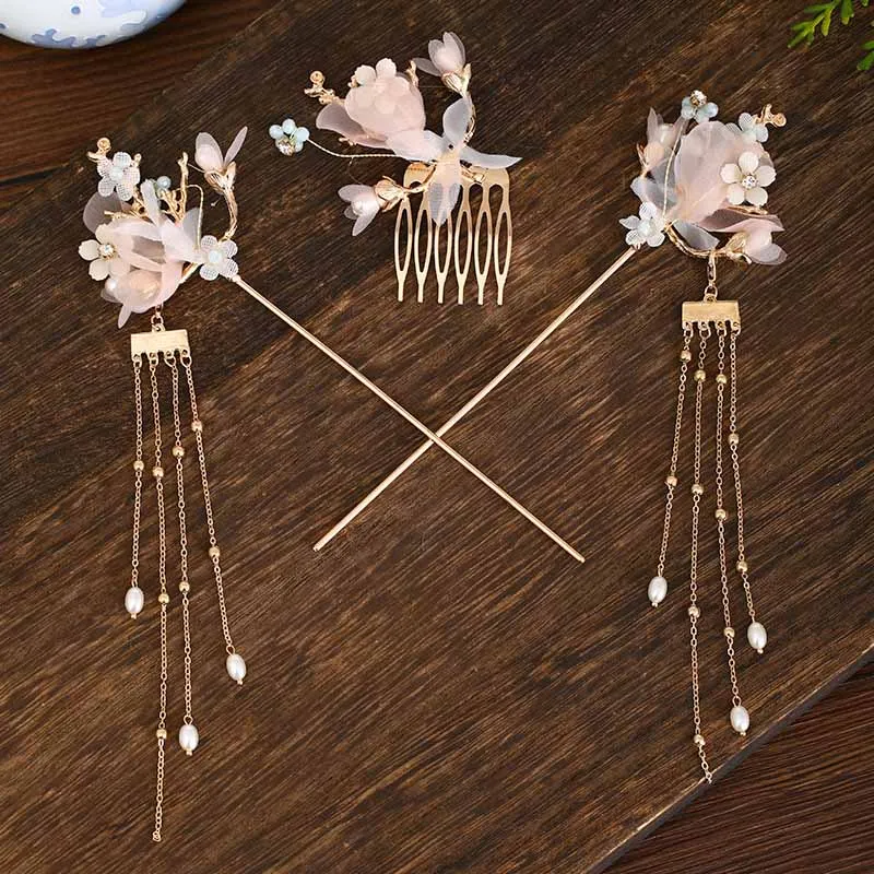 Для женщин головной убор Винтаж Chinease Стиль заколка для волос Haircomb набор всей