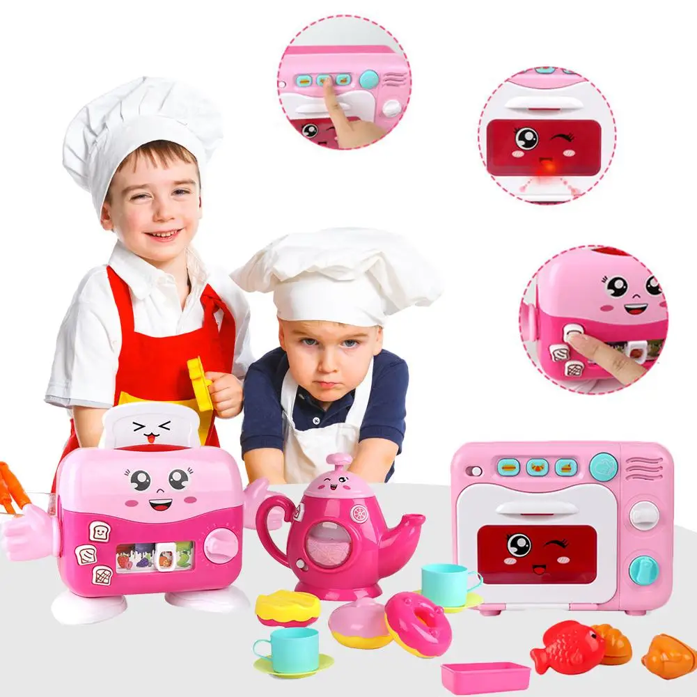 

Children Mini Kitchen Cookware Set With Electric Light Sound Educational Toys Simulation Kitchen Utensils Toys Set Children Gift