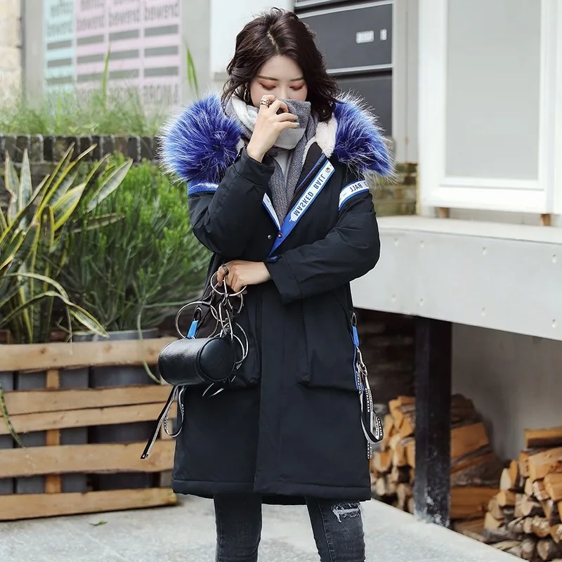 

Photo Shoot High-End-Korean-style Mid-length down Jacket Cotton-padded Clothes Inner Wearing Have Lambs Wool Thick Women's Winte
