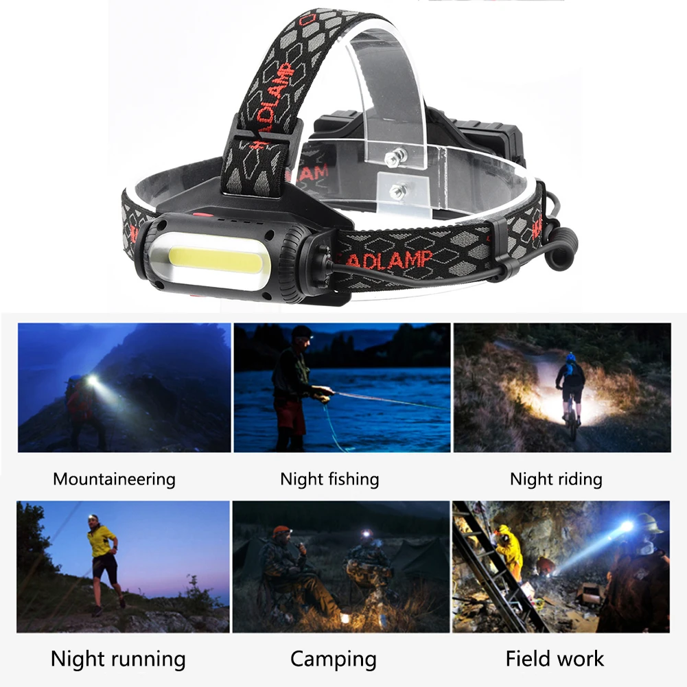 T6 COB Anti Slip Cycling Adjustable Detachable Headlamp Rotate Outdoor USB Charging Hiking Camping Multifunction High Brightness