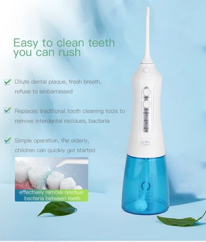 

New 3 Modes Cordless Oral Irrigator Portable Water Dental Flosser USB Rechargeable Water Jet Floss Tooth Pick 2 Jet Tips 300ml