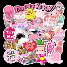 50Pcs PVC Waterproof Girls Kawaii Pink Fun Girl Sticker For Laptop Car Pad Luggage Phone Bicycle Decal Toy Sticker(China)