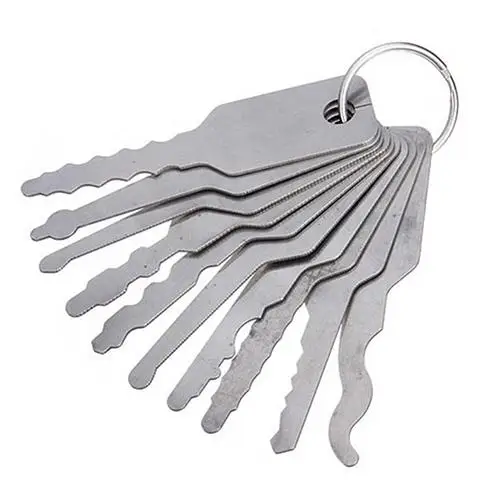 

10 Pcs Portable Durable Keys Lock Pick Set For Double Sided Car Lock Opener Auto Locksmith Tool