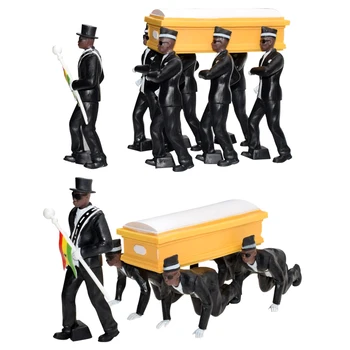 

6pcs/8pcs PVC Cosplay Ghana Dancing Pallbearers 10cm Coffin Dance Figure Action Funeral Dancing Team Display Funny Toy dropship