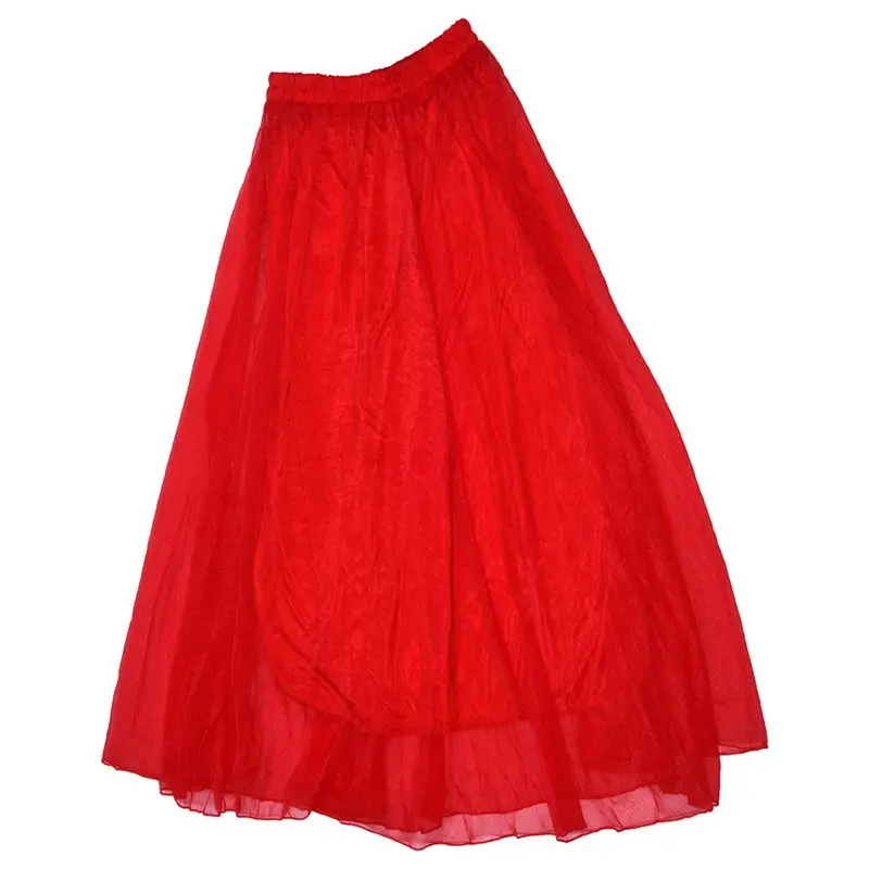

Womens Chiffon Retro Long Maxi Skirt Vintage Dress Red