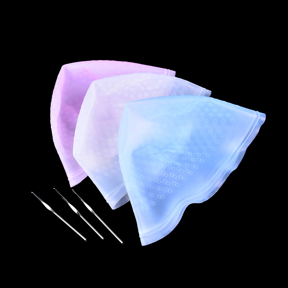 Многоразовый Профессиональный салонный краситель Силиконовый колпачок+ крючок для волос салонный цвет ing подсветка набор глазурь опрокидывание цвет инструменты
